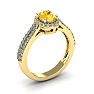 1 Carat Oval Shape Citrine and Halo Diamond Ring In 14 Karat Yellow Gold Image-2