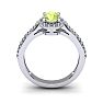 1 1/3 Carat Oval Shape Peridot and Halo Diamond Ring In 14 Karat White Gold Image-4
