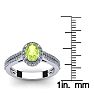 1 1/3 Carat Oval Shape Peridot and Halo Diamond Ring In 14 Karat White Gold Image-5