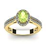 1 1/3 Carat Oval Shape Peridot and Halo Diamond Ring In 14 Karat Yellow Gold Image-1