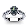 1-1/2 Carat Oval Shape Mystic Topaz Ring With Diamond Halo In 14 Karat White Gold Image-1