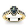 1-1/2 Carat Oval Shape Mystic Topaz Ring With Diamond Halo In 14 Karat Yellow Gold Image-1