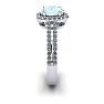 Aquamarine Ring: Aquamarine Jewelry: 1 1/4 Carat Oval Shape Aquamarine and Halo Diamond Ring In 14 Karat White Gold Image-3