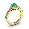 1 1/4 Carat Oval Shape Emerald and Halo Diamond Ring In 14 Karat Yellow Gold Image-2