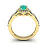 1 1/4 Carat Oval Shape Emerald and Halo Diamond Ring In 14 Karat Yellow Gold Image-4