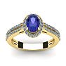 1 1/3 Carat Oval Shape Tanzanite and Halo Diamond Ring In 14 Karat Yellow Gold Image-1