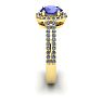 1 1/3 Carat Oval Shape Tanzanite and Halo Diamond Ring In 14 Karat Yellow Gold Image-3
