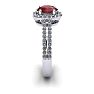 Garnet Ring: Garnet Jewelry: 1 1/2 Carat Oval Shape Garnet and Halo Diamond Ring In 14 Karat White Gold Image-3