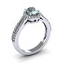 1 Carat Oval Shape Green Amethyst and Halo Diamond Ring In 14 Karat White Gold Image-2