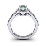 1 Carat Oval Shape Green Amethyst and Halo Diamond Ring In 14 Karat White Gold Image-4