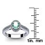 1 Carat Oval Shape Green Amethyst and Halo Diamond Ring In 14 Karat White Gold Image-5