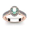 1 Carat Oval Shape Green Amethyst and Halo Diamond Ring In 14 Karat Rose Gold Image-1