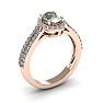 1 Carat Oval Shape Green Amethyst and Halo Diamond Ring In 14 Karat Rose Gold Image-2