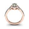 1 Carat Oval Shape Green Amethyst and Halo Diamond Ring In 14 Karat Rose Gold Image-4