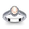 1-1/4 Carat Oval Shape Morganite and Halo Diamond Ring In 14 Karat White Gold Image-1