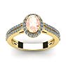 1-1/4 Carat Oval Shape Morganite and Halo Diamond Ring In 14 Karat Yellow Gold Image-1