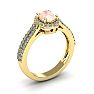 1-1/4 Carat Oval Shape Morganite and Halo Diamond Ring In 14 Karat Yellow Gold Image-2