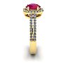 1 1/3 Carat Oval Shape Ruby and Halo Diamond Ring In 14 Karat Yellow Gold Image-3