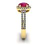 1 1/3 Carat Oval Shape Ruby and Halo Diamond Ring In 14 Karat Yellow Gold Image-3