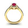 1 1/3 Carat Oval Shape Ruby and Halo Diamond Ring In 14 Karat Yellow Gold Image-4