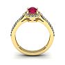 1 1/3 Carat Oval Shape Ruby and Halo Diamond Ring In 14 Karat Yellow Gold Image-4