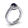 1 1/2 Carat Oval Shape Sapphire and Halo Diamond Ring In 14 Karat White Gold Image-2