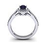 1 1/2 Carat Oval Shape Sapphire and Halo Diamond Ring In 14 Karat White Gold Image-4