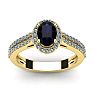 1 1/2 Carat Oval Shape Sapphire and Halo Diamond Ring In 14 Karat Yellow Gold Image-1