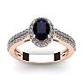 1 1/2 Carat Oval Shape Sapphire and Halo Diamond Ring In 14 Karat Rose Gold Image-1