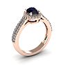 1 1/2 Carat Oval Shape Sapphire and Halo Diamond Ring In 14 Karat Rose Gold Image-2