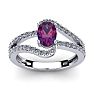 1 Carat Oval Shape Amethyst and Fancy Diamond Ring In 14 Karat White Gold Image-1