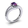 1 Carat Oval Shape Amethyst and Fancy Diamond Ring In 14 Karat White Gold Image-2