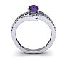 1 Carat Oval Shape Amethyst and Fancy Diamond Ring In 14 Karat White Gold Image-4