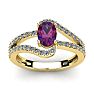 1 Carat Oval Shape Amethyst and Fancy Diamond Ring In 14 Karat Yellow Gold Image-1
