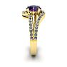 1 Carat Oval Shape Amethyst and Fancy Diamond Ring In 14 Karat Yellow Gold Image-3