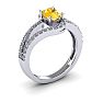 1 Carat Oval Shape Citrine and Fancy Diamond Ring In 14 Karat White Gold Image-2