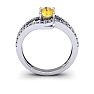1 Carat Oval Shape Citrine and Fancy Diamond Ring In 14 Karat White Gold Image-4