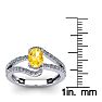 1 Carat Oval Shape Citrine and Fancy Diamond Ring In 14 Karat White Gold Image-5