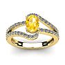 1 Carat Oval Shape Citrine and Fancy Diamond Ring In 14 Karat Yellow Gold Image-1