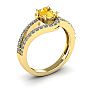 1 Carat Oval Shape Citrine and Fancy Diamond Ring In 14 Karat Yellow Gold Image-2