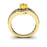 1 Carat Oval Shape Citrine and Fancy Diamond Ring In 14 Karat Yellow Gold Image-4