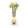1 1/3 Carat Oval Shape Peridot and Fancy Diamond Ring In 14 Karat Yellow Gold Image-3