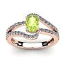 1 1/3 Carat Oval Shape Peridot and Fancy Diamond Ring In 14 Karat Rose Gold Image-1