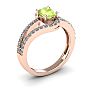 1 1/3 Carat Oval Shape Peridot and Fancy Diamond Ring In 14 Karat Rose Gold Image-2