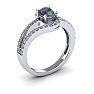 1-1/2 Carat Oval Shape Mystic Topaz Ring With Fancy Diamond Swirls In 14 Karat White Gold Image-2