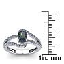 1-1/2 Carat Oval Shape Mystic Topaz Ring With Fancy Diamond Swirls In 14 Karat White Gold Image-5