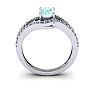 Aquamarine Ring: Aquamarine Jewelry: 1 1/4 Carat Oval Shape Aquamarine and Fancy Diamond Ring In 14 Karat White Gold Image-4