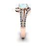 Aquamarine Ring: Aquamarine Jewelry: 1 1/4 Carat Oval Shape Aquamarine and Fancy Diamond Ring In 14 Karat Rose Gold Image-3