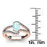 Aquamarine Ring: Aquamarine Jewelry: 1 1/4 Carat Oval Shape Aquamarine and Fancy Diamond Ring In 14 Karat Rose Gold Image-5