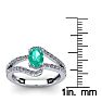 1 1/4 Carat Oval Shape Emerald and Fancy Diamond Ring In 14 Karat White Gold Image-5